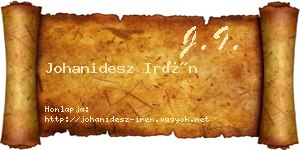 Johanidesz Irén névjegykártya
